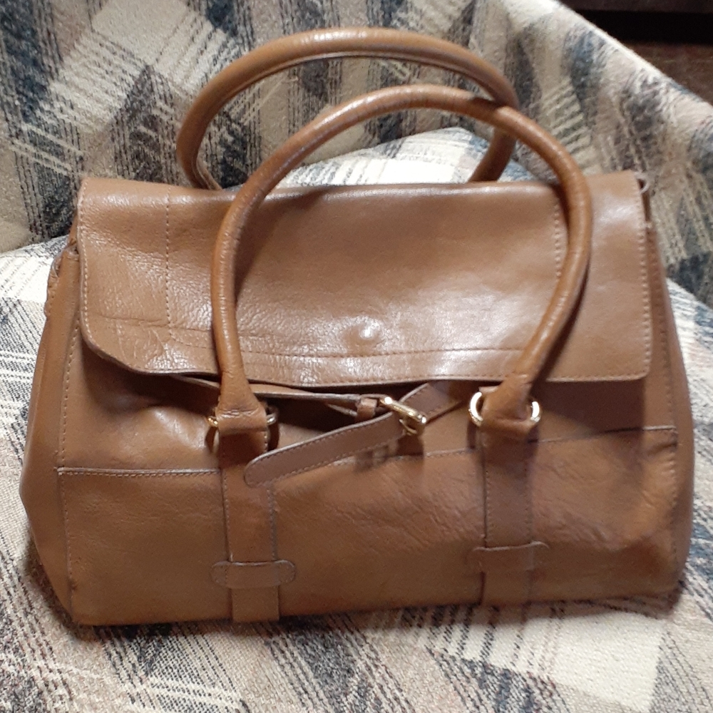 Grupo Inditex camel leather handbag